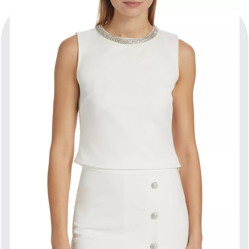NWT Generation Love Nia Crepe Top Small White Embellished Bridal Chic Glam Party